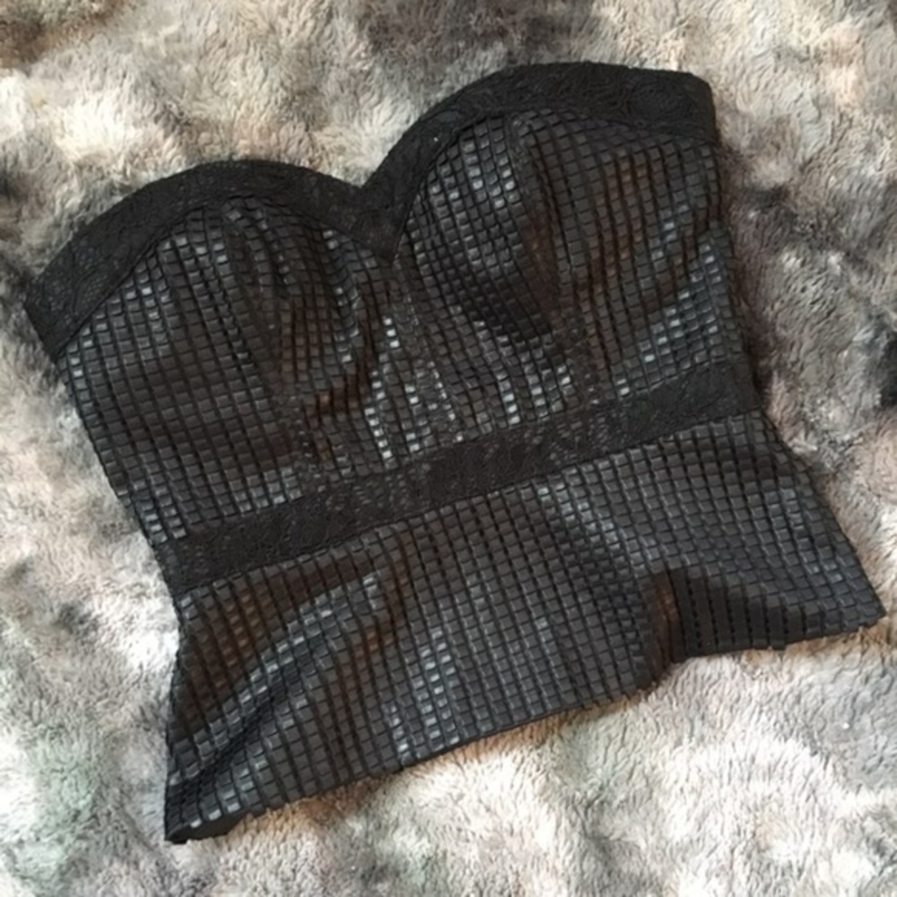 Bebe Lace Contrast Bustier Top